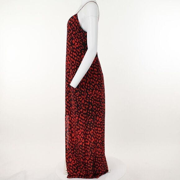 Alice + Olivia Candice Printed Silk Slip Dress Leopard Paprika - Picture 3 of 5